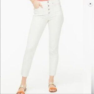 J Crew High Rise Vintage Straight Raw Hem Winter White Jeans
